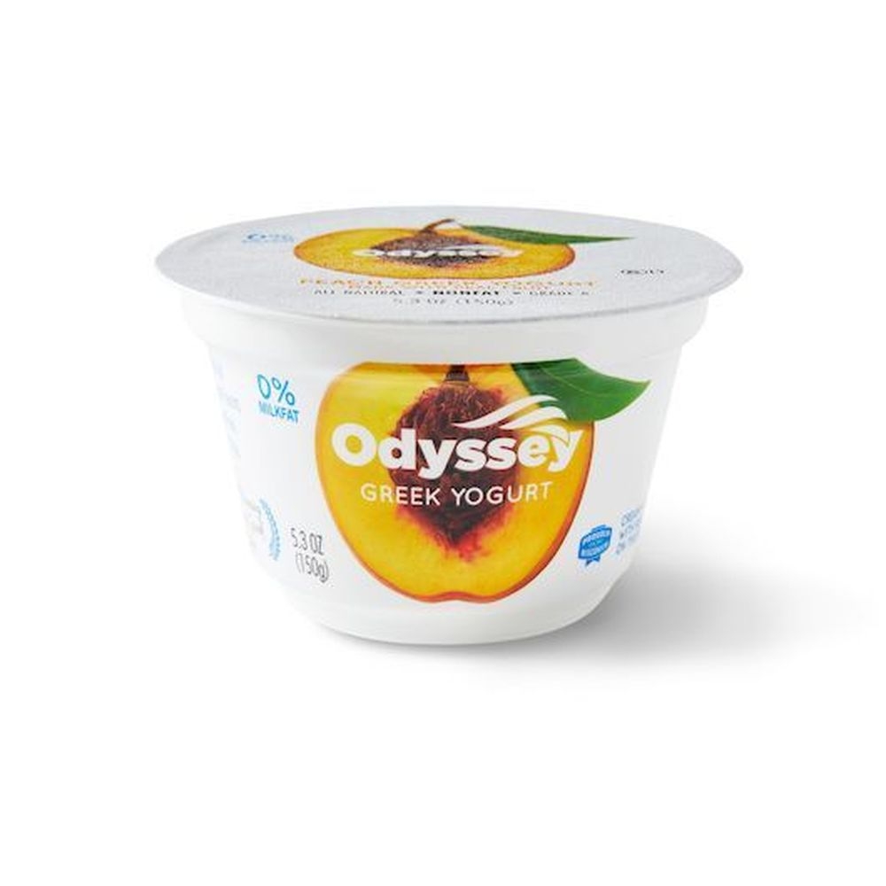 Odyssey Peach Nonfat Greek Yogurt, 5.3 Ounce -- 12 per case