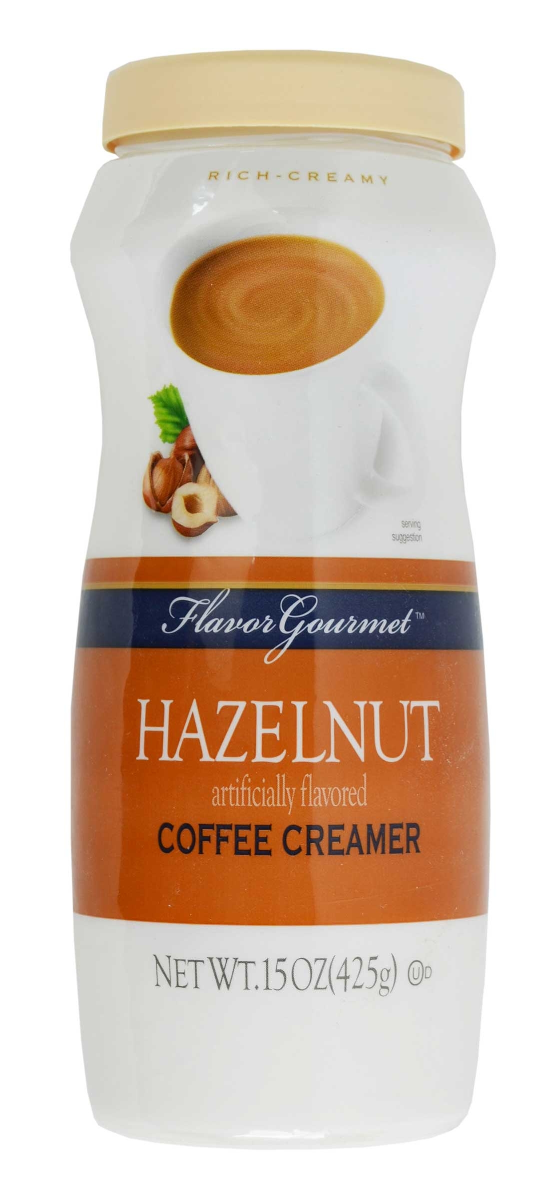 Flavor Gourmet Non Dairy Hazelnut Coffee Creamer, 15 Ounce -- 12 per case.