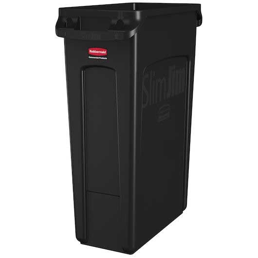 Rubbermaid Slim Jim Black Recycling Container with Venting Channels -- 4 per case