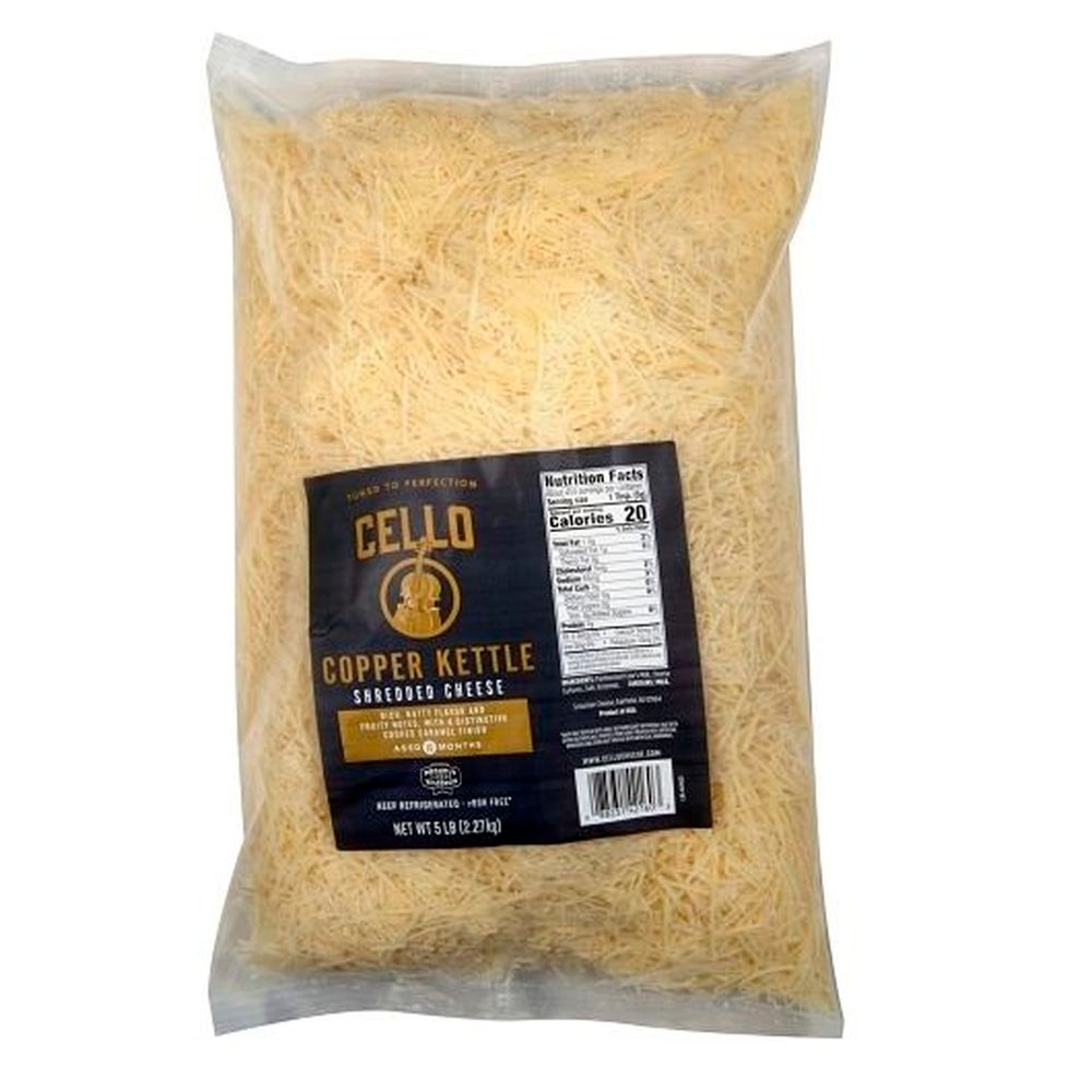 Cello Copper Kettle Shredded Cheese, 5 Pound - 4 per case