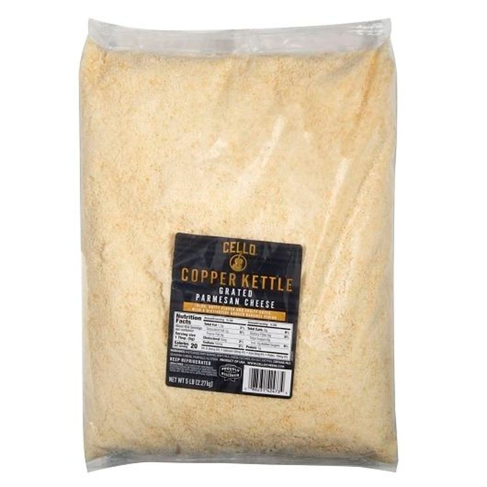 Cello Copper Kettle Grated Parmesan, 5 Pound - 4 per case