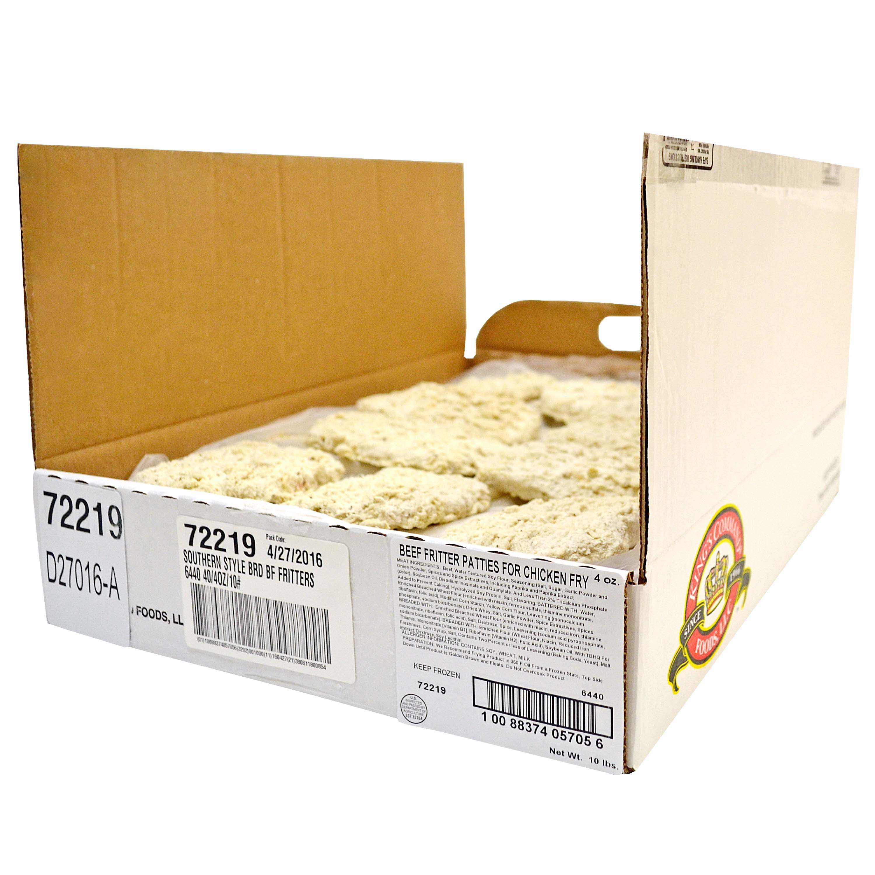 Kings Command Foods - Southern Style Raw Chicken Fried Beef Steak, 4 Ounce -- 40 per case.