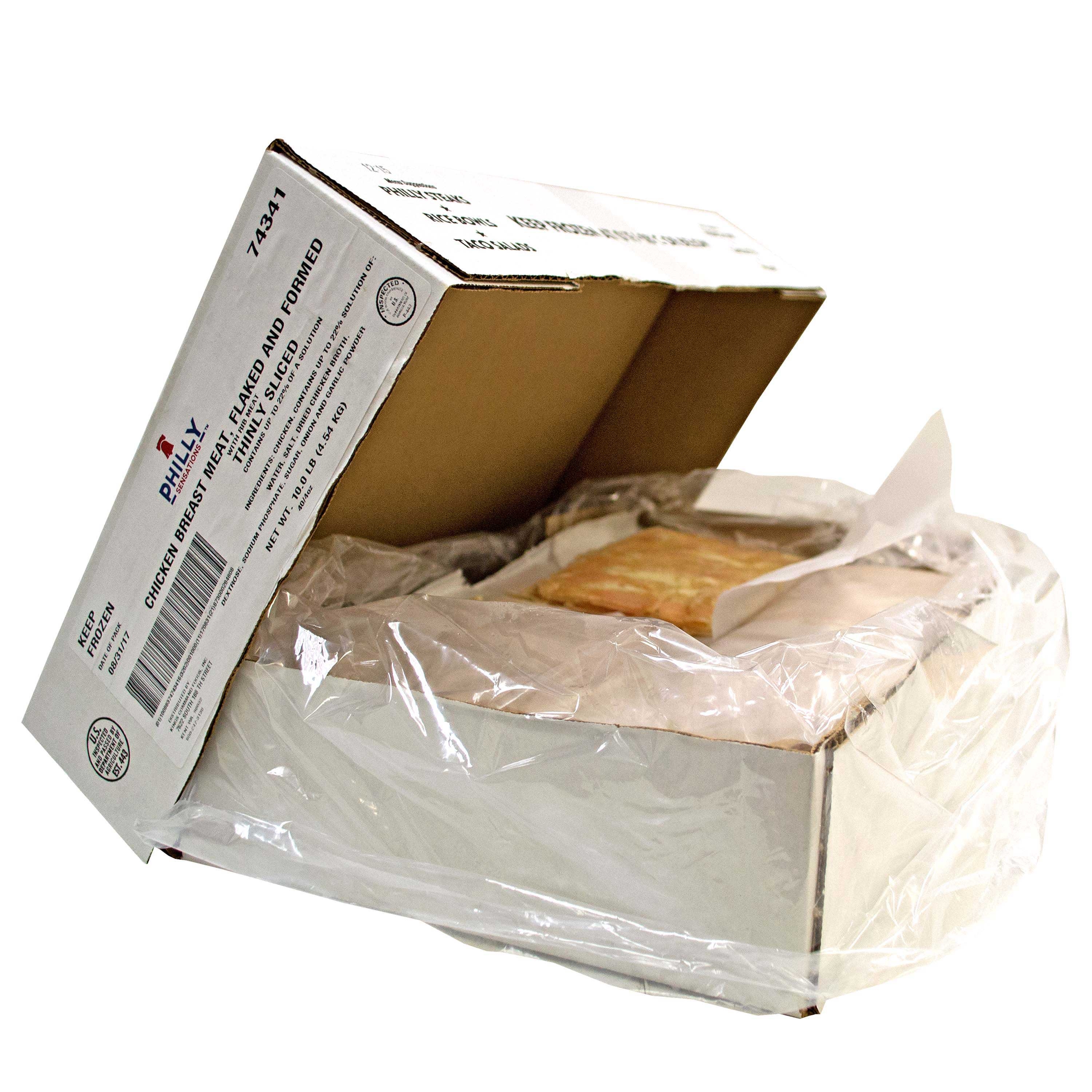 Philly Sensations Thinly Sliced Raw Chicken Breast Meat, 4 Ounce -- 40 per case.