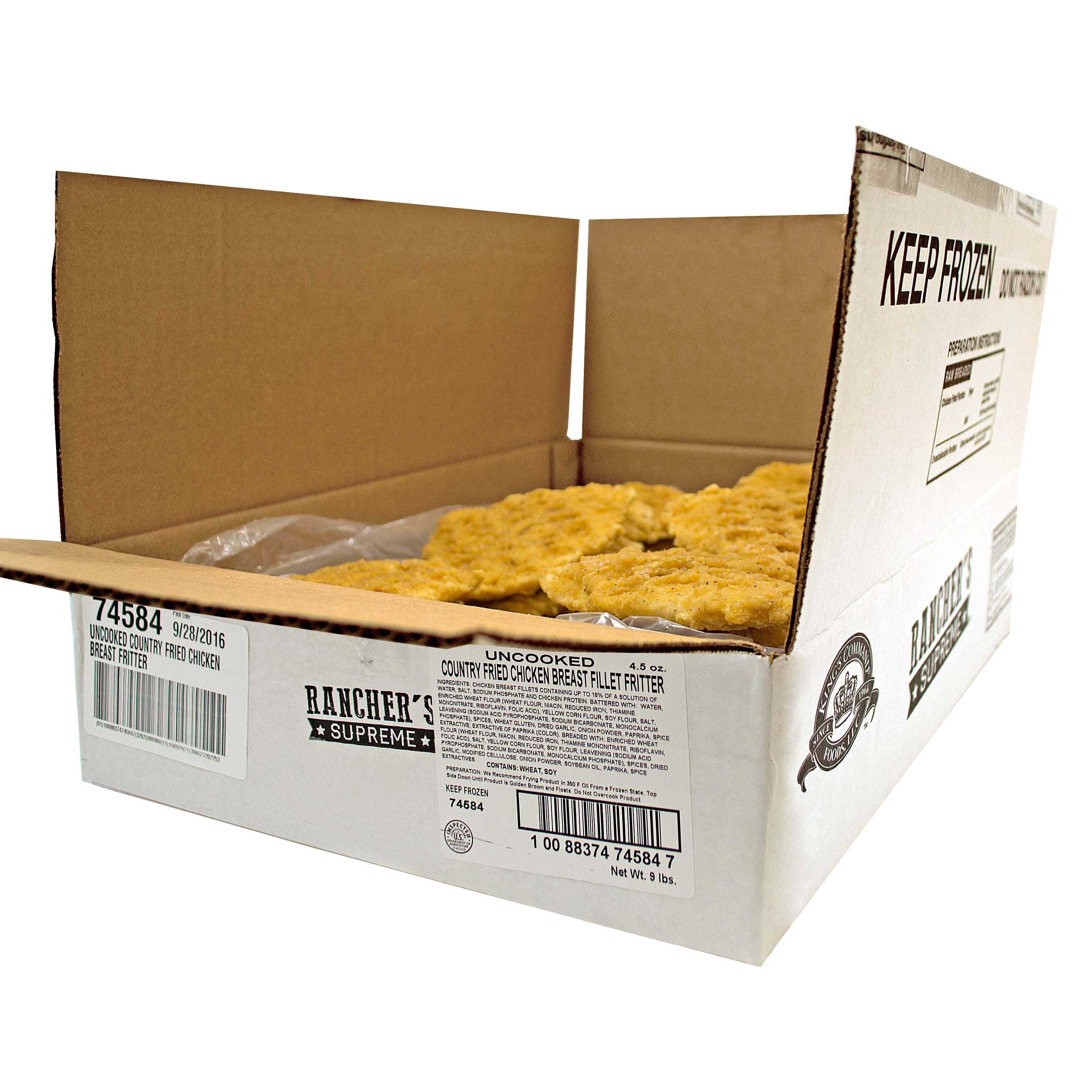 Ranchers Supreme Uncooked Country Fried Chicken Breast Fritter, 4.5 Ounce -- 32 per case.