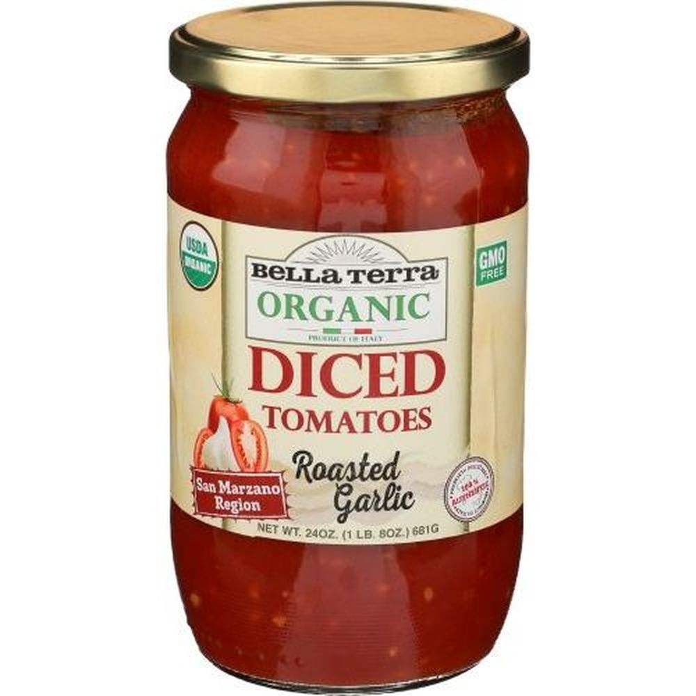 Bella Terra Organic Roasted Garlic Diced Tomatoes, 24 Ounce -- 6 per case