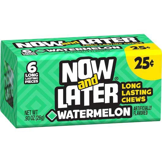 Now and Later Watermelon Long Lasting Chew Candy, 0.93 Ounce -- 12 per case