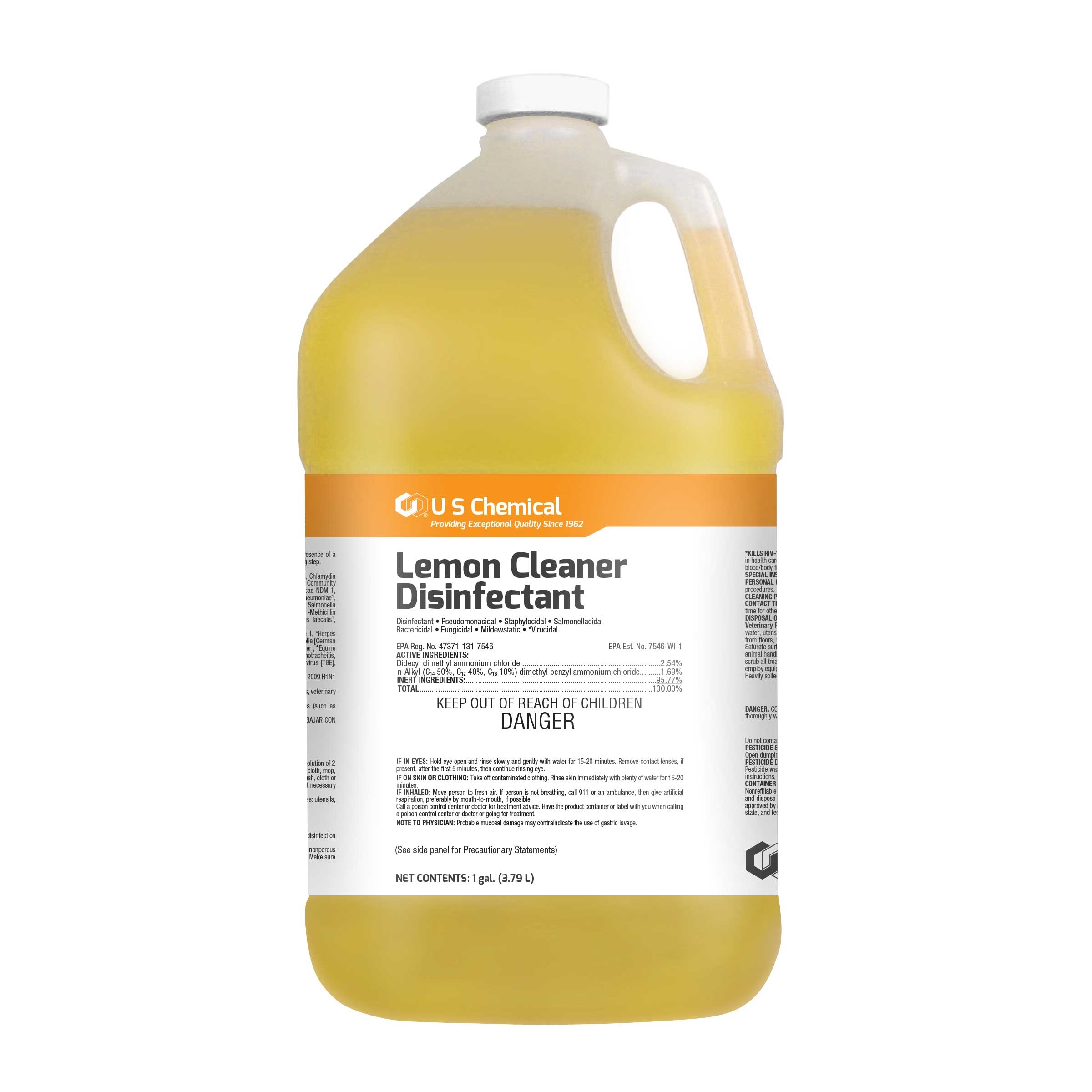 US Chemical Lemon Disinfectant Cleaner, 1 Gallon -- 4 per case.