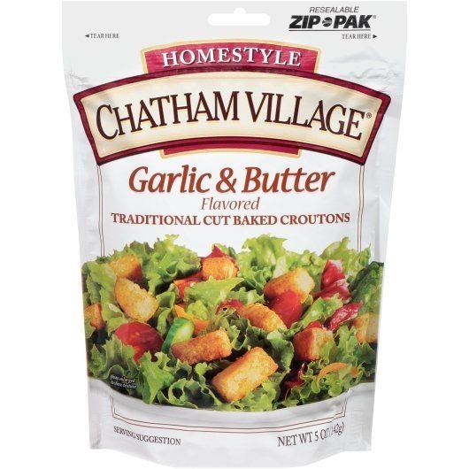 Chatham Village Garlic and Butter Crouton, 5 Ounce Bag -- 12 per case