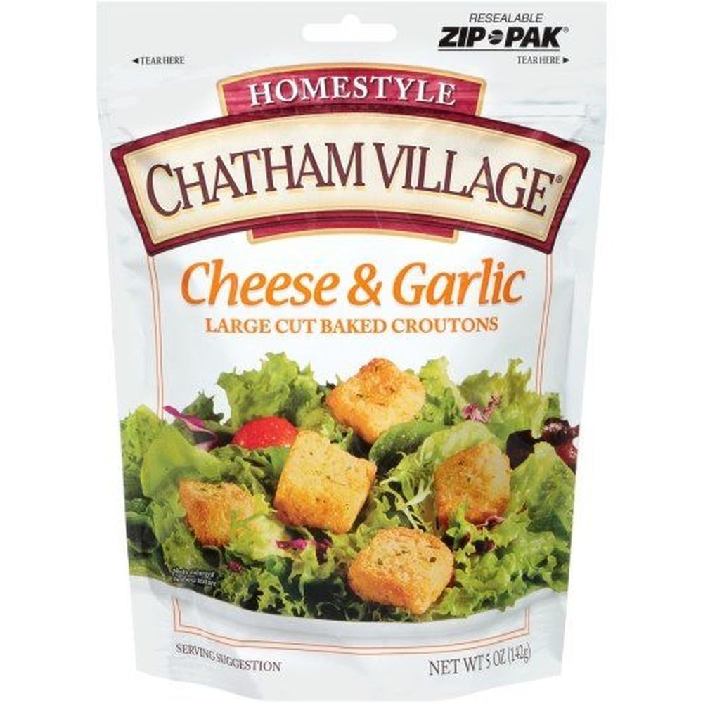 Chatham Village Cheese and Garlic Large Cut Crouton, 5 Ounce -- 12 per case