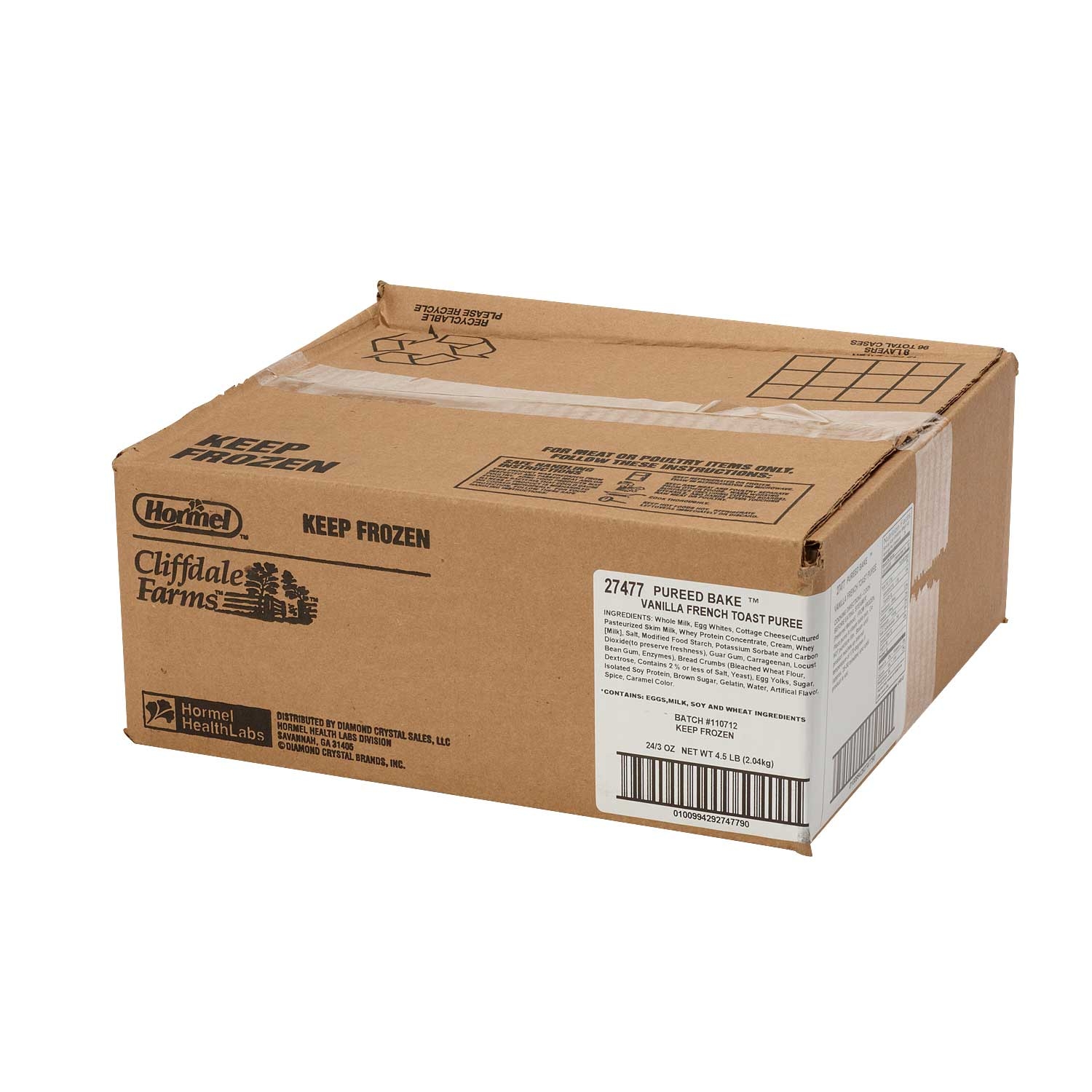 Hormel Healthlabs Cliffdale Farms Vanilla French Toast, 3 Ounce -- 24 per case.