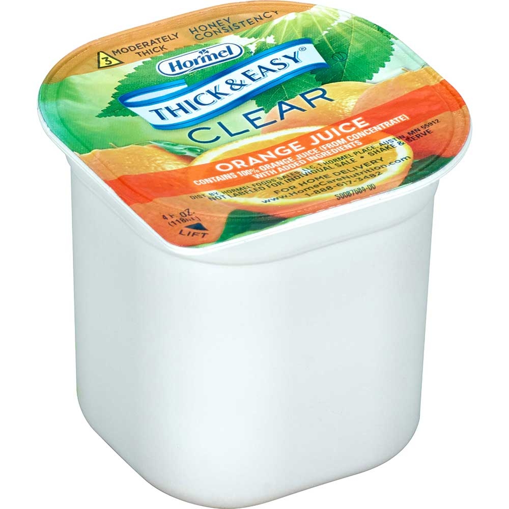 Hormel Health Labs Thick and Easy Thickened Orange Juice, Honey Consistency Portion Control Cups, 4 Ounce -- 24 per case