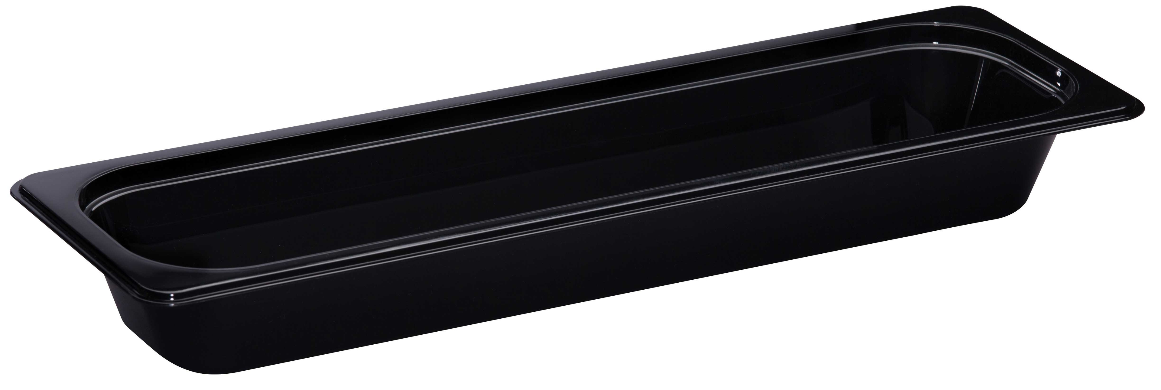 H Pan Half Size Long Food Storage Pan, Black, 6 3/8 x 20 7/8 x 2 1/2 inch -- 6 per case.