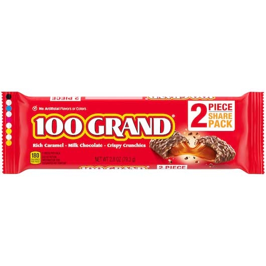 100 Grand Rich Caramel Milk Chocolate Crispy Crunchies, 2.2 Ounce - 24 count per pack -- 6 packs per case