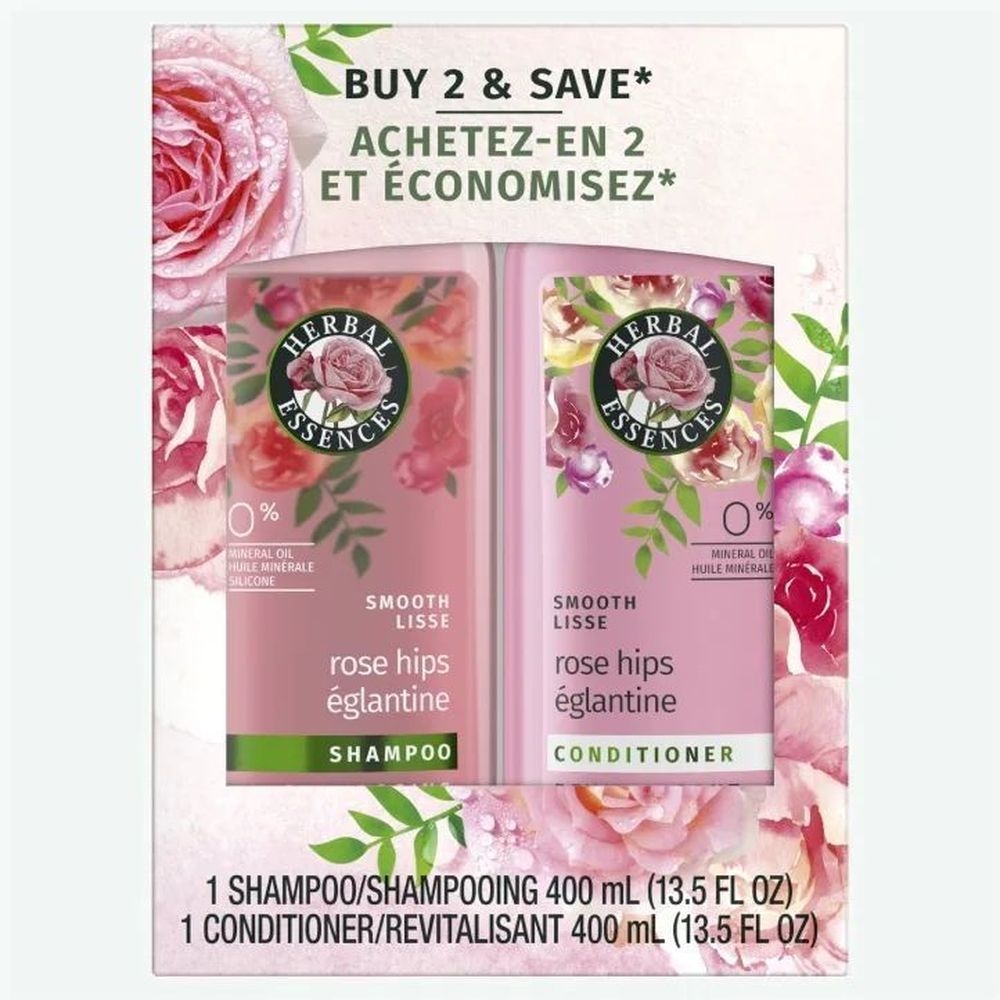 Herbal Essences Smooth Rose Hips Hair Smoothing Shampoo and Conditioner -- 4 per case