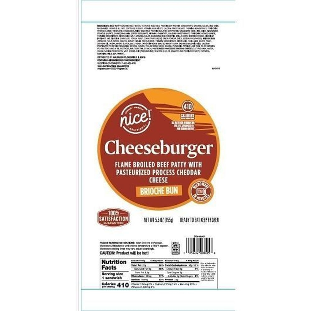 Nice! Flame Broiled Beef Patty Cheeseburger On Brioche Bun -- 16 per case