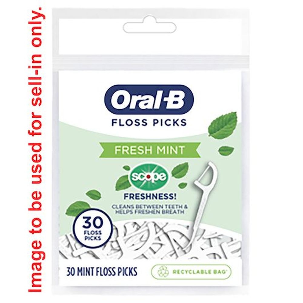 Oral B Waxed Mint Floss Picks, 30 count -- 96 per case
