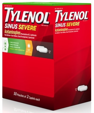 Tylenol Sinus Severe Caplets, 100 count per pack -- 36 per case.