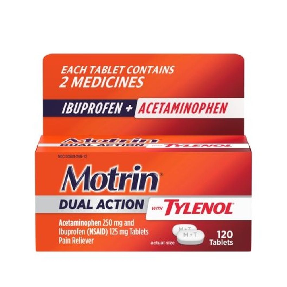Motrin Dual Action with Tylenol Tablet, 120 count -- 24 per case