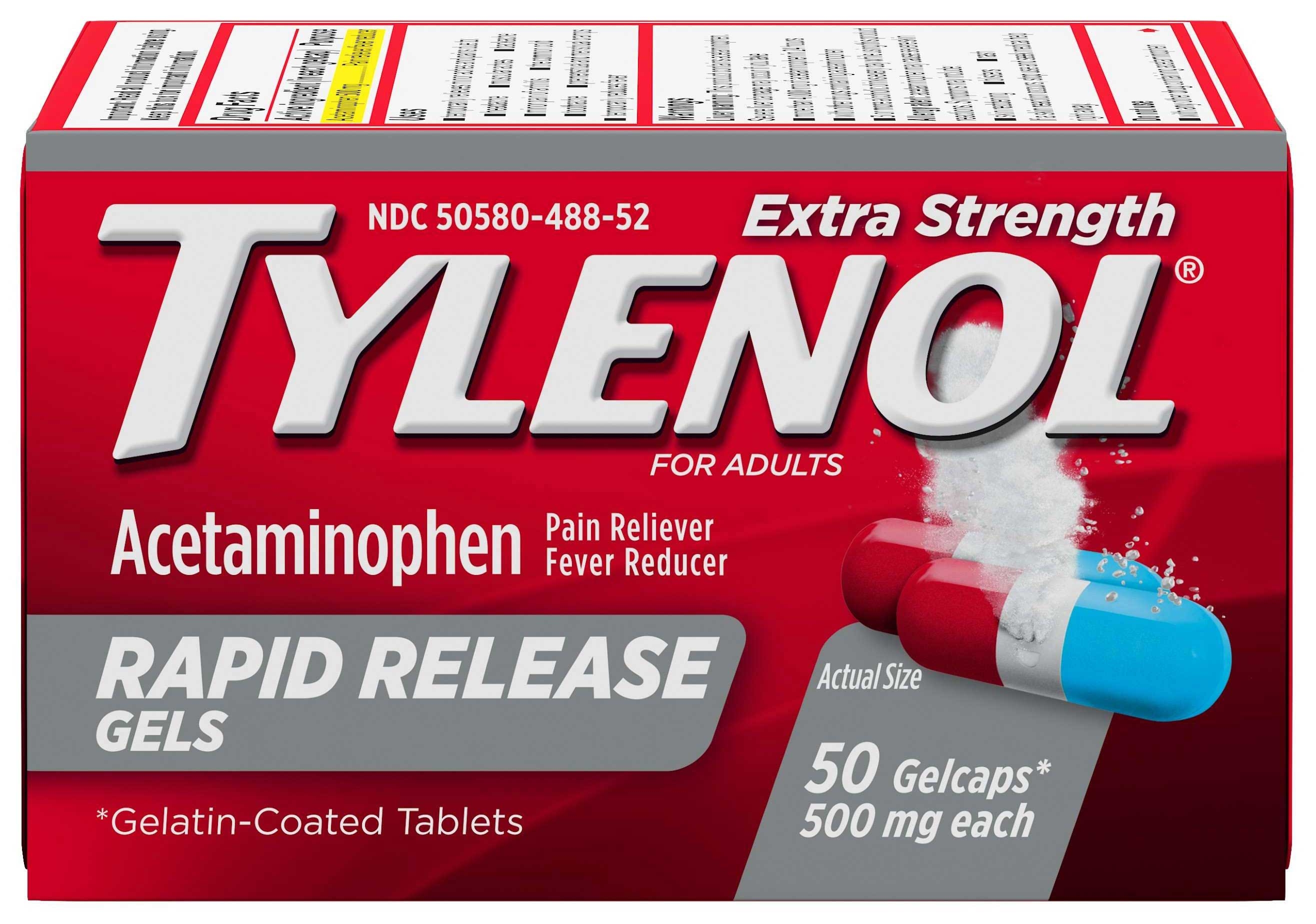 Tylenol Rapid Release Gelcap, 50 count per pack -- 72 per case