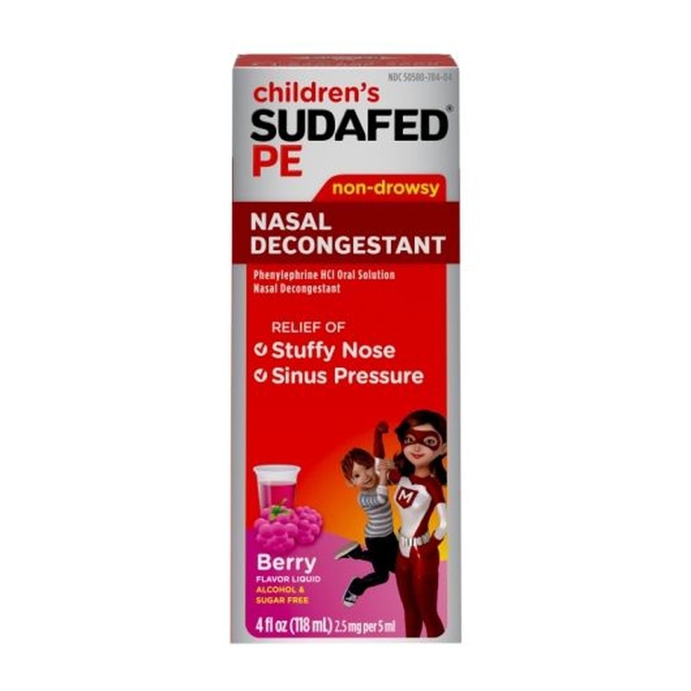Sudafed PE Childrens Berry Flavor Cold and Cough Liquid, 4 Ounce -- 36 per case