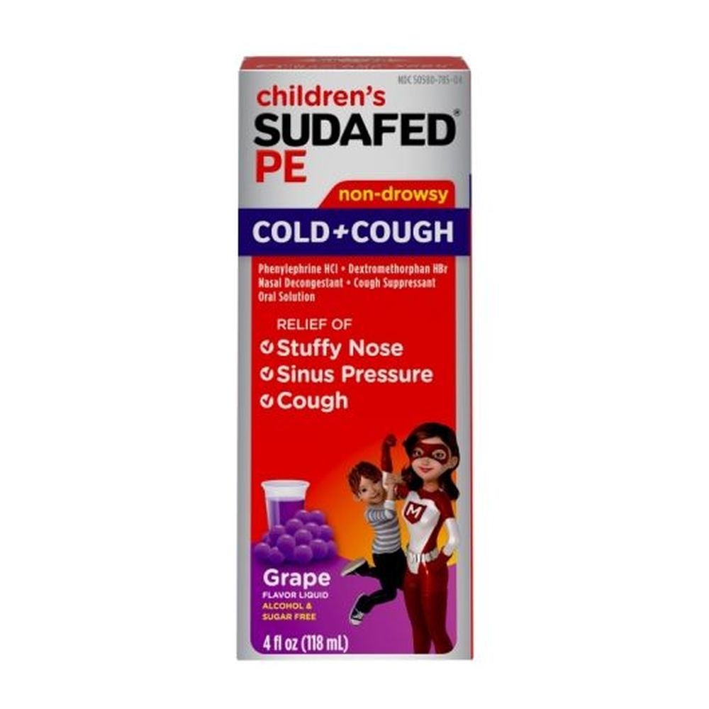 Sudafed PE Childrens Grape Flavor Cold and Cough Liquid, 4 Ounce -- 36 per case