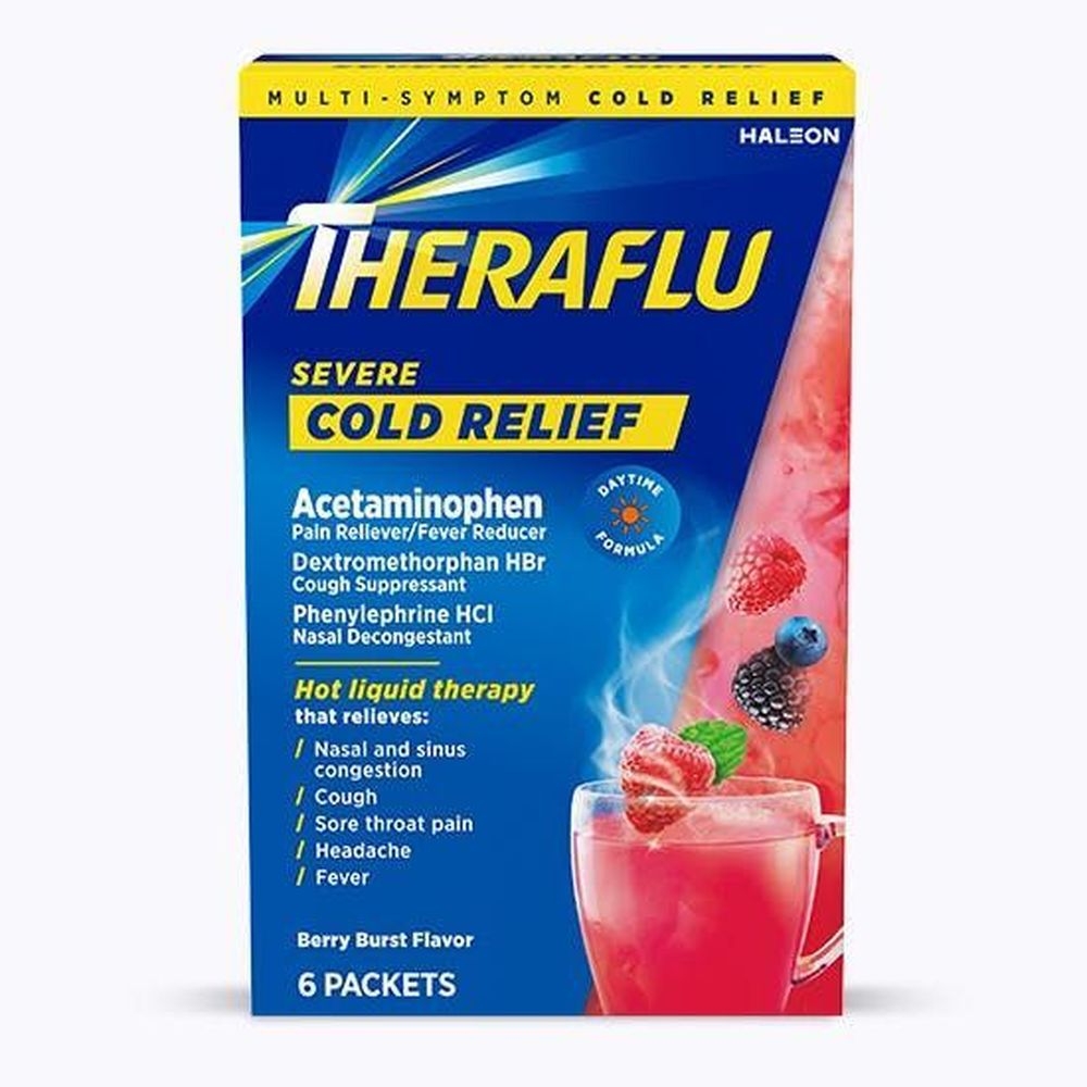 Theraflu Severe Cold Daytime Berry Burst Powder, 6 count -- 24 per case