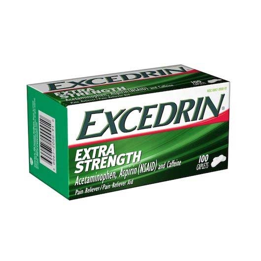 Excedrin Extra Strength Caplets - 100 count per pack -- 24 packs per case