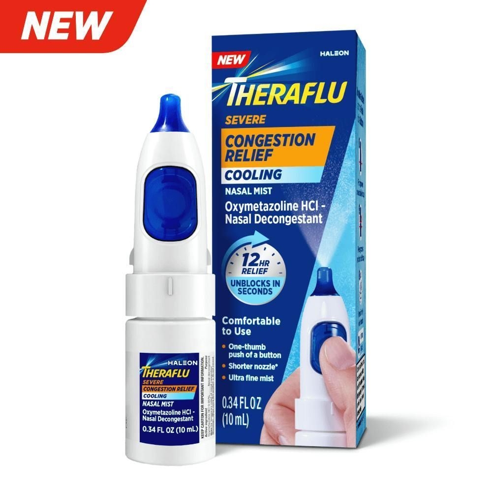 Theraflu Severe Congestion Relief Nasal Mist Plus Cooling, 0.34 Fluid Ounce -- 24 per case