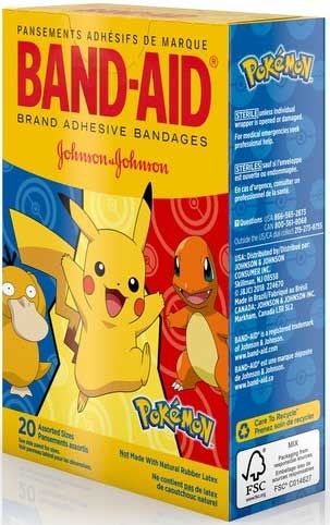 Band Aid Pokemon Assorted Size Adhesive Bandage, 20 count per pack -- 24 per case.