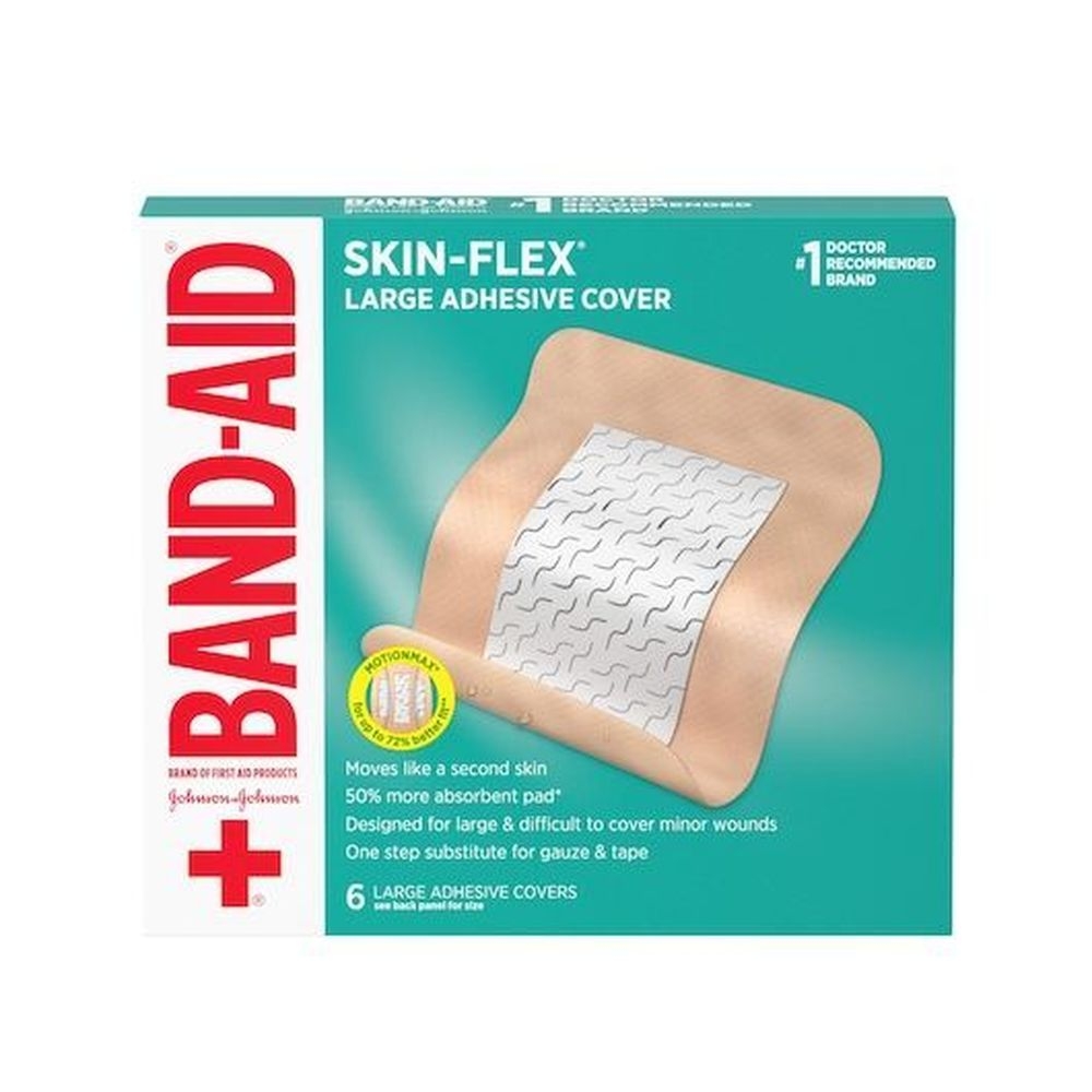 Band-Aid Skin-Flex Adhesive Large Flexible Wound Cover, 6 count -- 12 per case