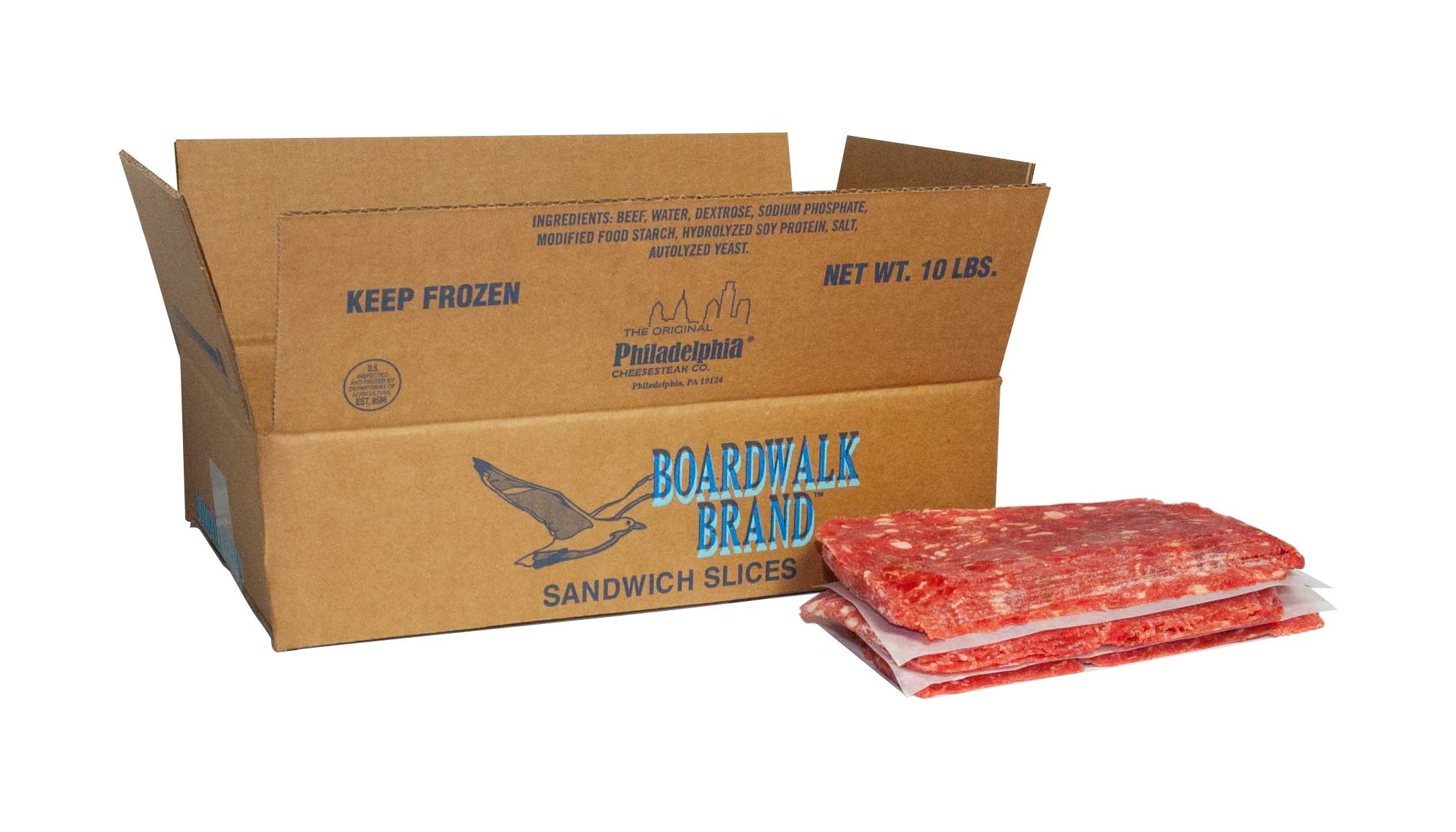 Boardwalk Brand Seasoned Beef Sandwich Slices, 4 Ounce -- 40 per case.