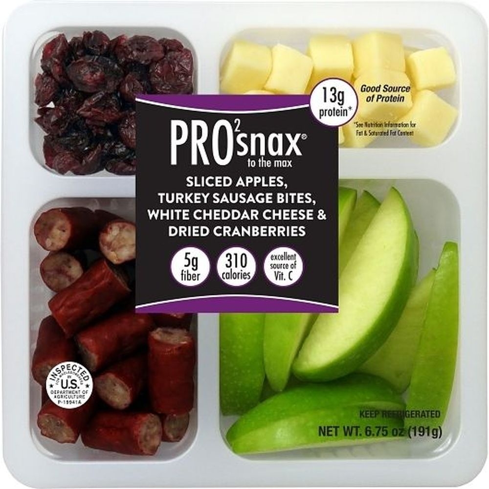 Pro2snax To The Max To The Max Apples Turkey Sausage Bites White Cheddar Cheese and Dried Cranberries, 6.75 Ounce - 6 per case