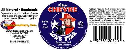 Cheesemakers Plain Chevre Cheese Log, 4 Ounce -- 8 per case.