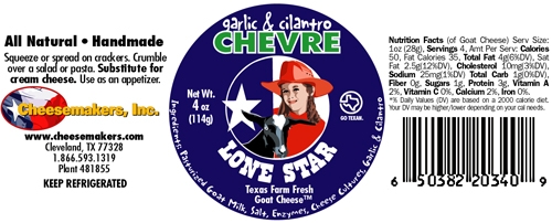 Cheesemakers Roasted Garlic Cila Chevre Cheese, 4 Ounce -- 8 per case.