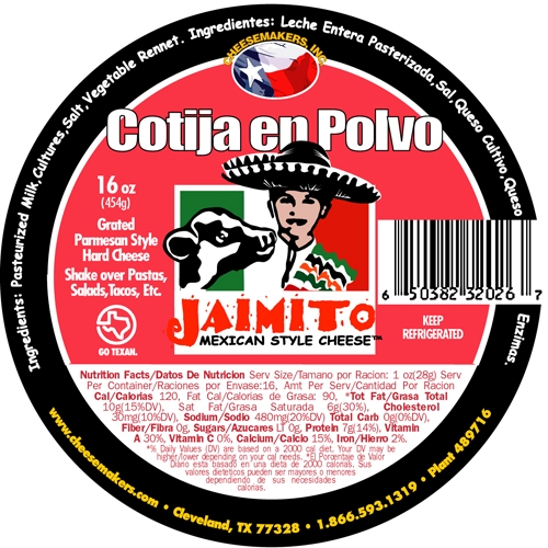Cheesemakers Polvo Cotija Cheese, 1 Ounce -- 12 per case.