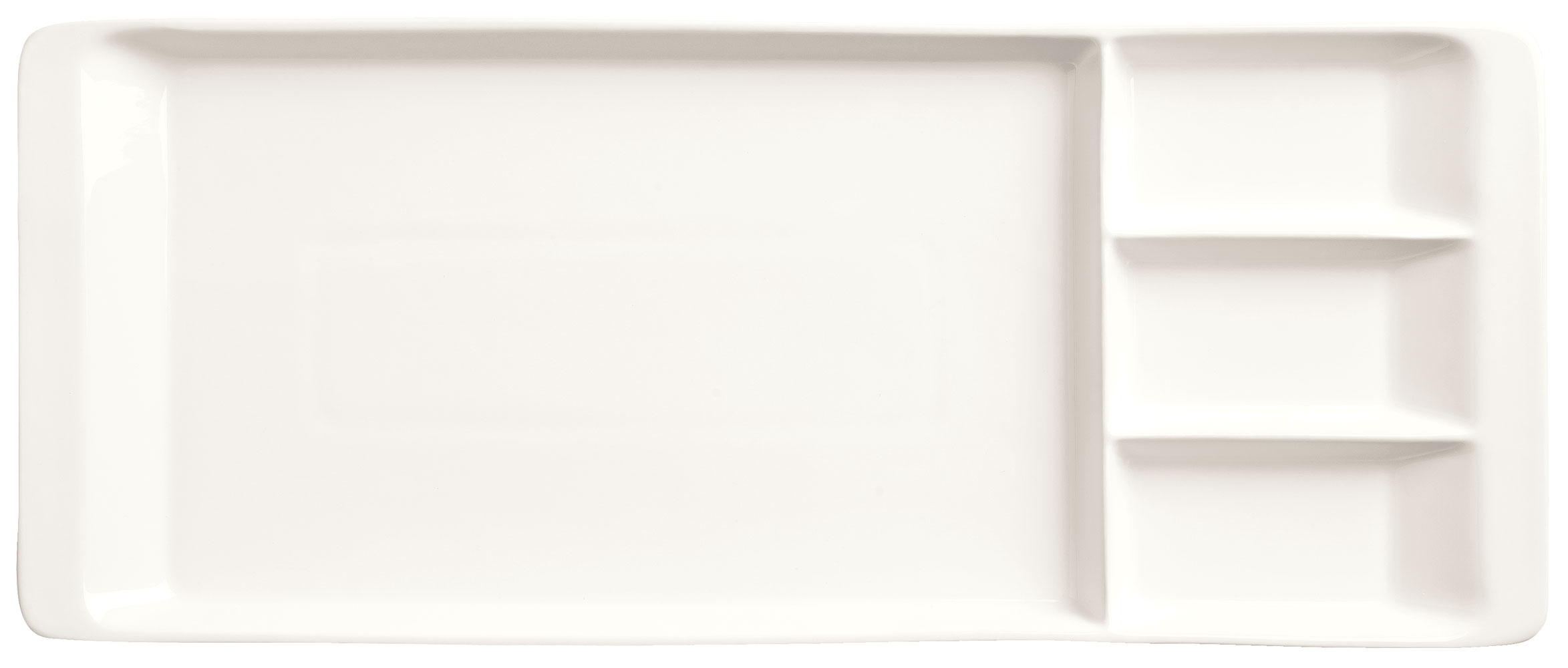 World Tableware Inc Chefs Selection Ultra Bright White 3 Well Tray -- 12 per case.