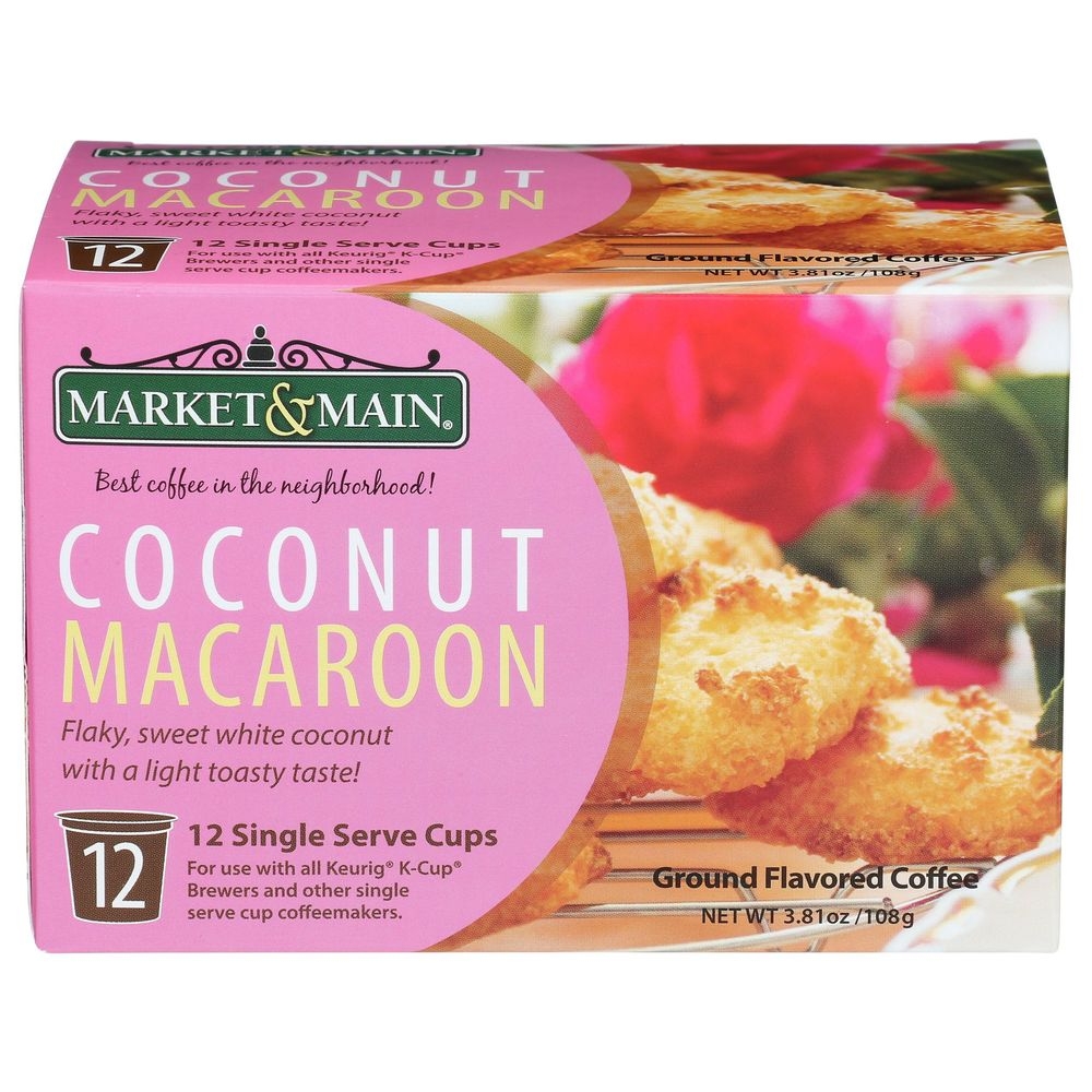 Market and Main Coconut Macaroon Coffee - Single Serve K Cup, 12 count -- 6 per case