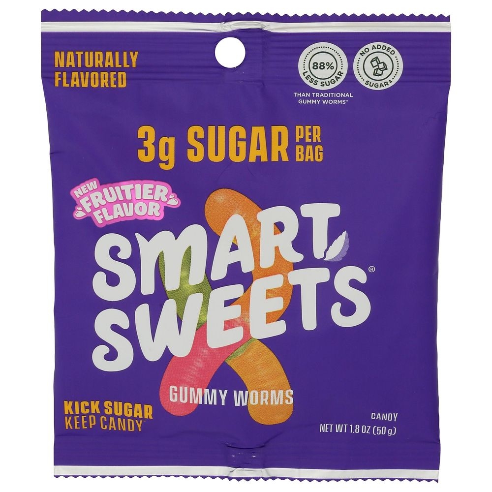 SmartSweets Gummy Worms Candy, 1.8 Ounce -- 14 per case