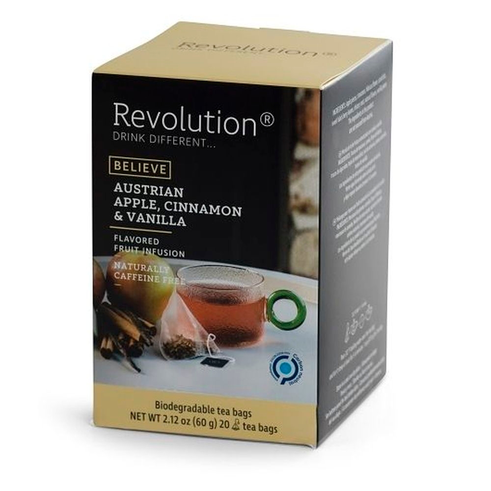 Revolution Tea Austrian Apple Cinnamon and Vanilla Flavored Fruit Infusion Tea, 20 pyramid tea bag -- 6 per case