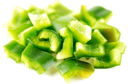 Savor Imports Diced Green Pepper, 3/8 inch.