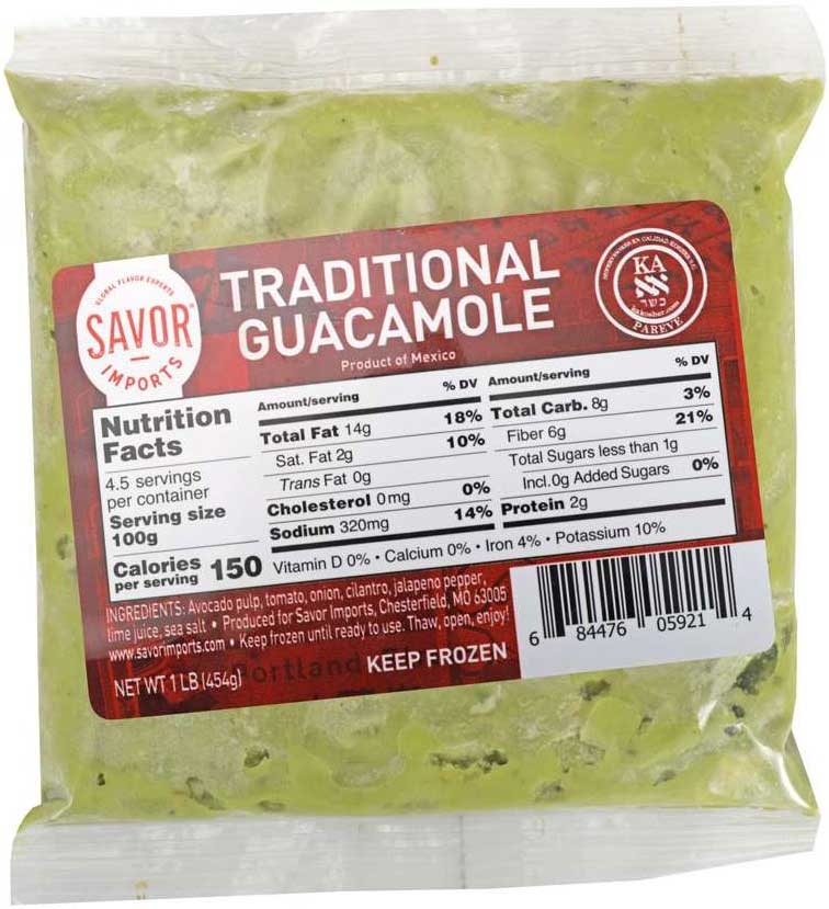Savor Imports Traditional HPP Guacamole, 1 Pound -- 12 per case