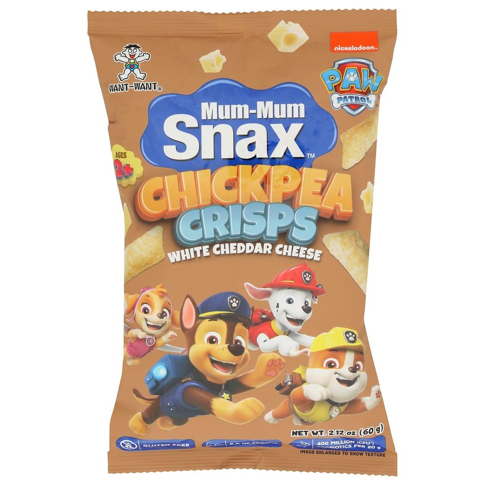 Mum Mum Paw Patrol Snax Chickpea Crisps White Cheddar Cheese Toddler Snacks, 2.12 Ounce -- 8 per case