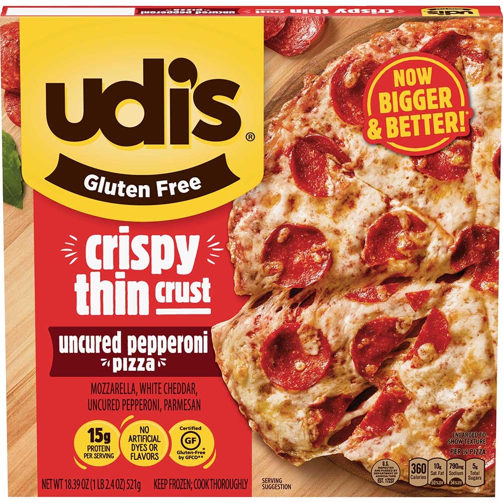 Udi's Uncured Pepperoni Pizza With Crispy Thin Crust, 18.39 Ounce -- 6 Per Case