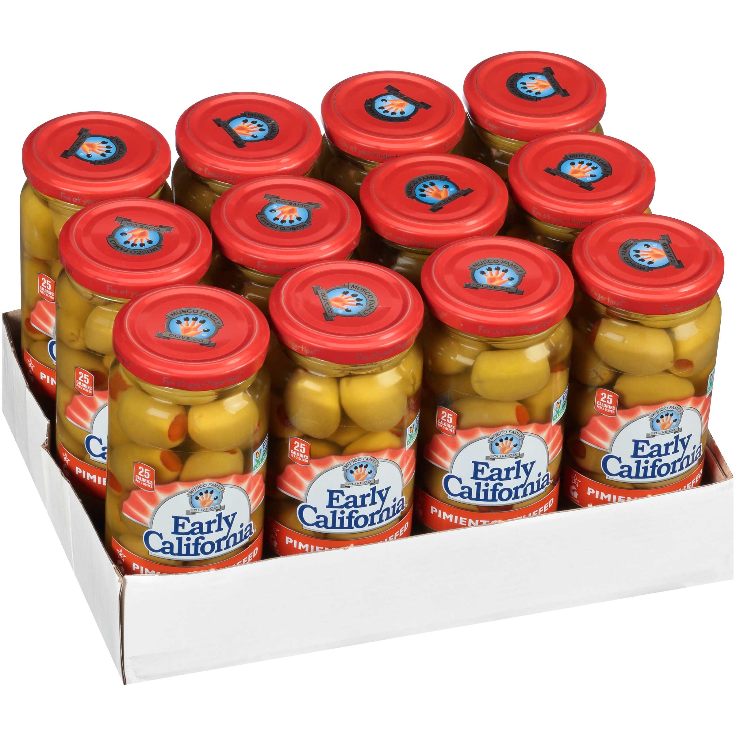 Early California Pimento Stuffed Queen Olives, 7 Ounce -- 12 per case.