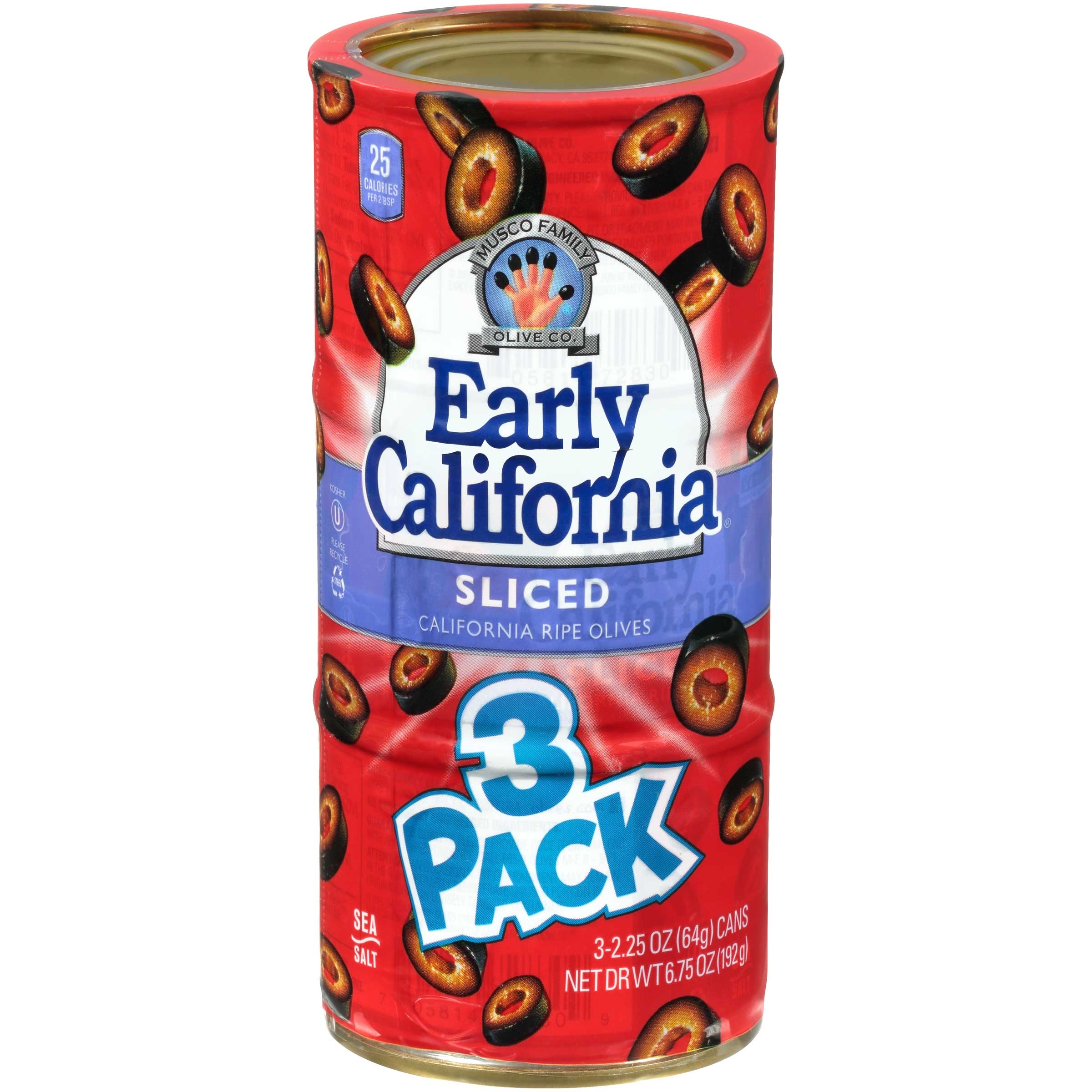 Early California Sliced Ripe Olives, 2.25 Ounce -- 12 per case.