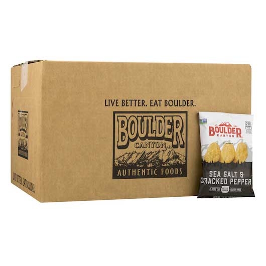 Boulder Canyon Sea Salt and Cracked Pepper Kettle Cooked Potato Chips - 1.5 oz. bag, 55 per case
