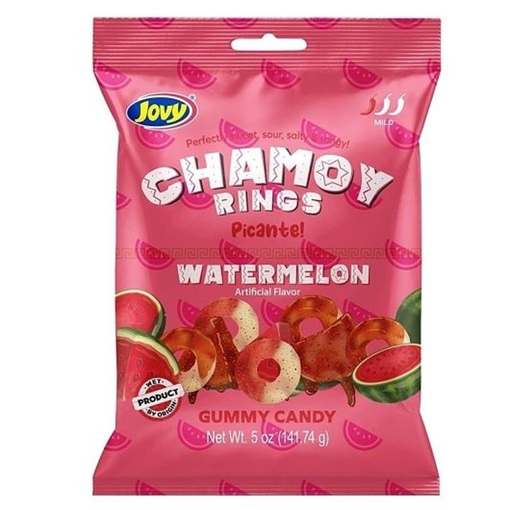 Jovy 5 Ounce Chamoy Watermelon Rings Gummies, 8 count