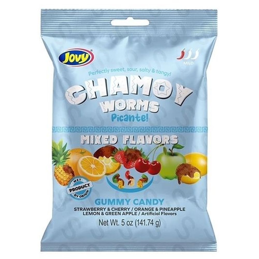 Jovy 5 Ounce Chamoy Mixed Flavor Gummy Worms, 8 count