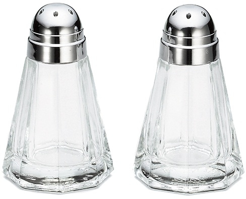 Tablecraf Paneled Salt and Pepper Shaker with Chrome Plated ABS Top, 1.5 Ounce -- 24 per case