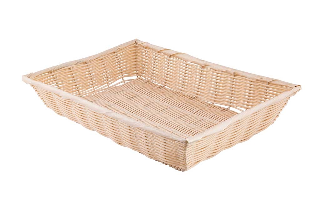 Tablecraft Polypropylene Natural Rectangular Handwoven Basket, 18 x 12 1/2 x 3 1/8 inch -- 6 per case